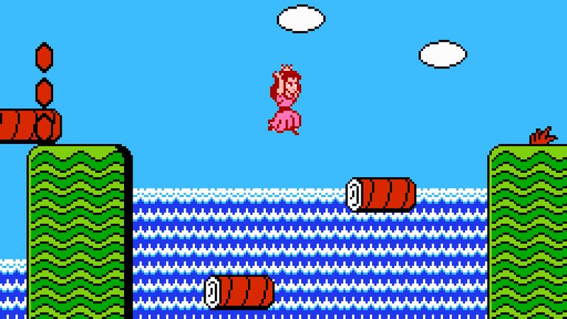 Princess Peach was a high-flying adventurer in Super Mario Bros. 2, but it turned out to all be a dream.